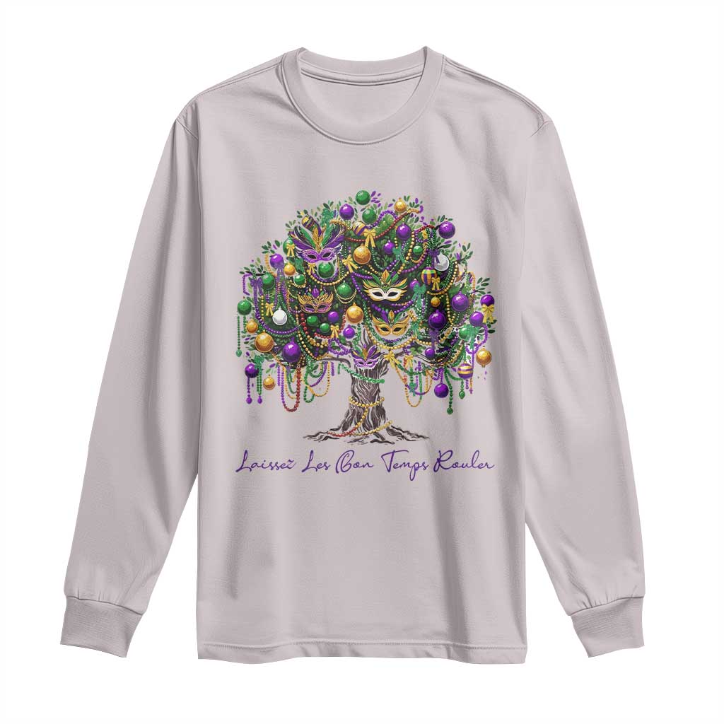 Mardi Gras Mask Tree Long Sleeve Shirt Laissez Les Bon Temps Rouler TS14 Ice Gray Print Your Wear