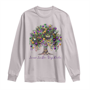 Mardi Gras Mask Tree Long Sleeve Shirt Laissez Les Bon Temps Rouler TS14 Ice Gray Print Your Wear