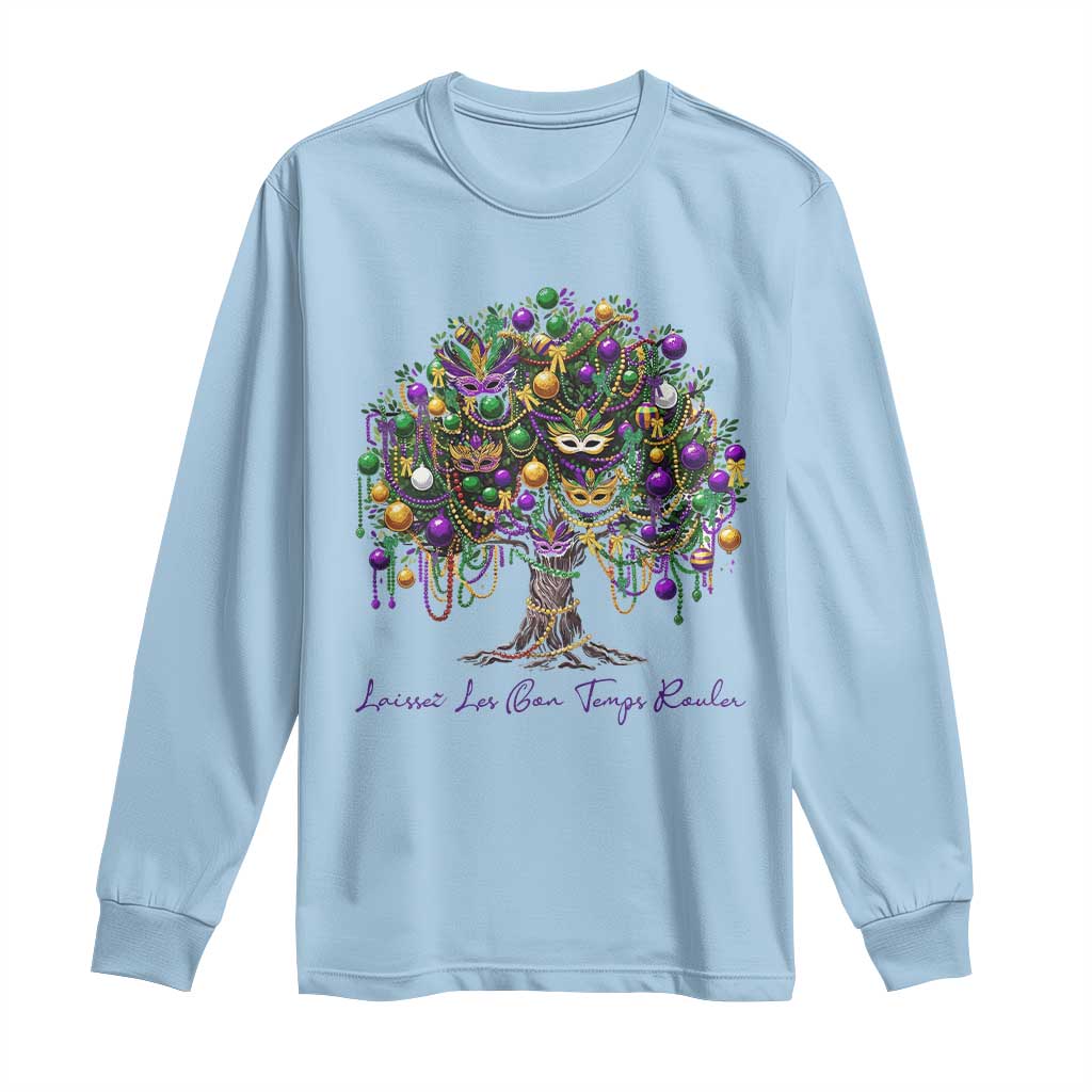 Mardi Gras Mask Tree Long Sleeve Shirt Laissez Les Bon Temps Rouler TS14 Light Blue Print Your Wear