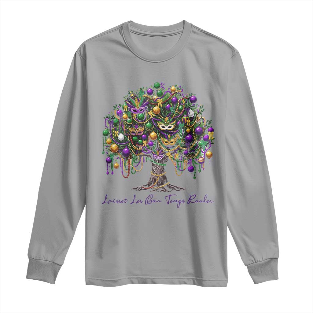 Mardi Gras Mask Tree Long Sleeve Shirt Laissez Les Bon Temps Rouler TS14 Sport Gray Print Your Wear