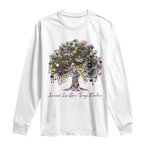 Mardi Gras Mask Tree Long Sleeve Shirt Laissez Les Bon Temps Rouler TS14 White Print Your Wear