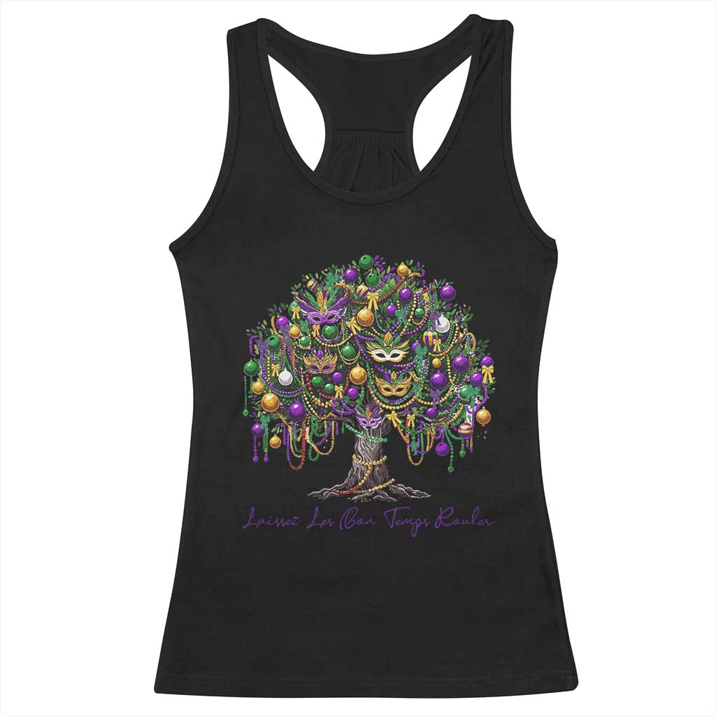 Mardi Gras Mask Tree Racerback Tank Top Laissez Les Bon Temps Rouler TS14 Black Print Your Wear