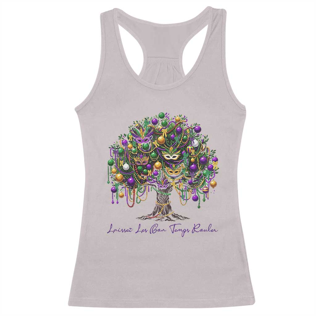 Mardi Gras Mask Tree Racerback Tank Top Laissez Les Bon Temps Rouler TS14 Ice Gray Print Your Wear