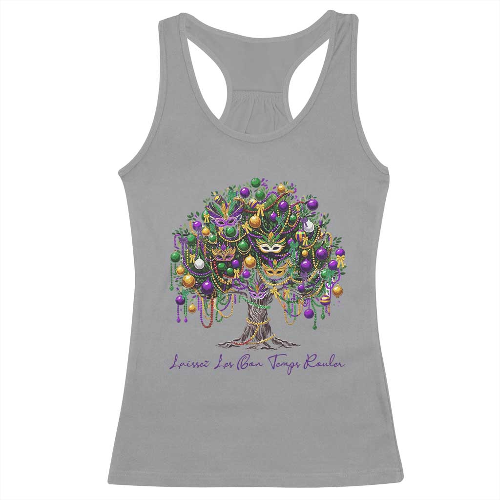 Mardi Gras Mask Tree Racerback Tank Top Laissez Les Bon Temps Rouler TS14 Sport Gray Print Your Wear