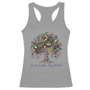 Mardi Gras Mask Tree Racerback Tank Top Laissez Les Bon Temps Rouler TS14 Sport Gray Print Your Wear