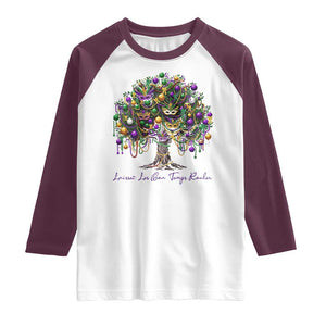 Mardi Gras Mask Tree Raglan Shirt Laissez Les Bon Temps Rouler TS14 White Maroon Print Your Wear