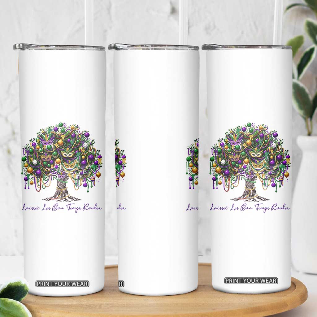 Mardi Gras Mask Tree Skinny Tumbler Laissez Les Bon Temps Rouler TS14 Print Your Wear