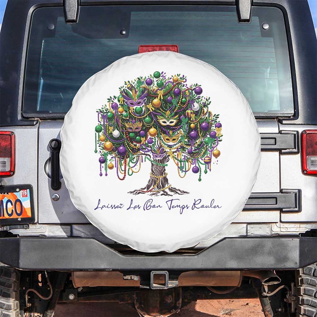 Mardi Gras Mask Tree Spare Tire Cover Laissez Les Bon Temps Rouler TS14 No hole White Print Your Wear