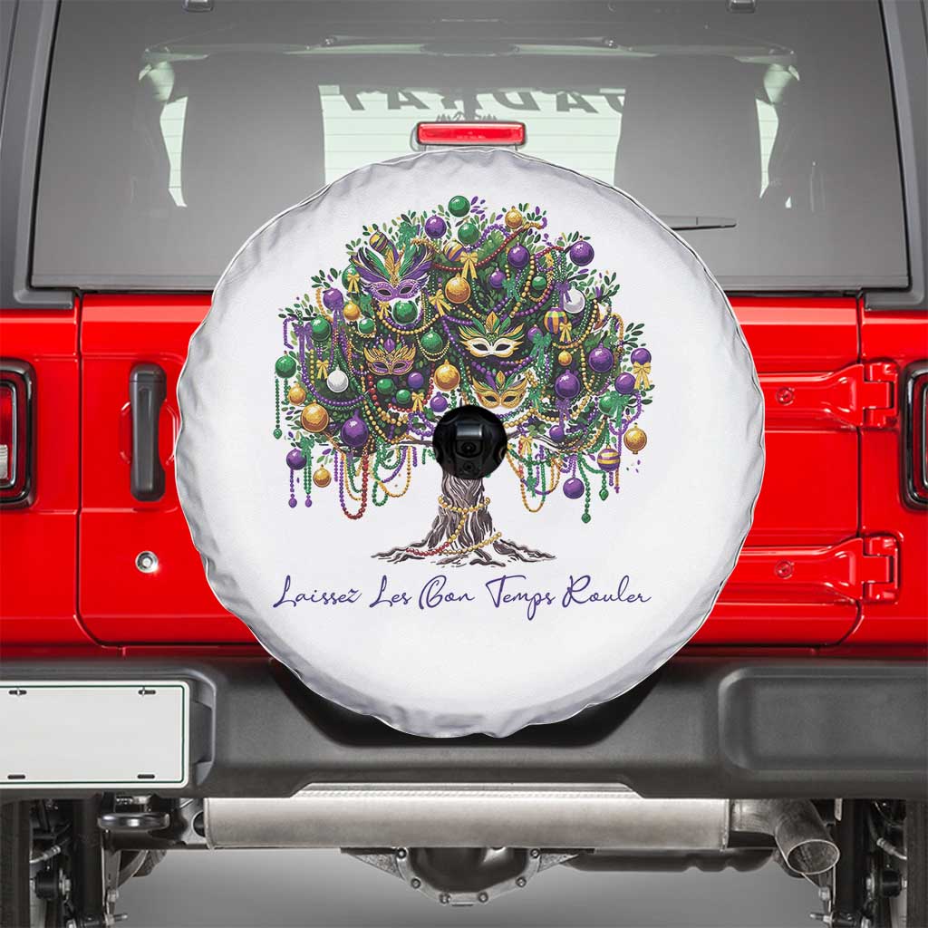 Mardi Gras Mask Tree Spare Tire Cover Laissez Les Bon Temps Rouler TS14 White Print Your Wear