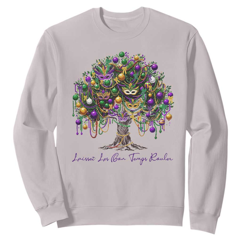 Mardi Gras Mask Tree Sweatshirt Laissez Les Bon Temps Rouler TS14 Ice Gray Print Your Wear