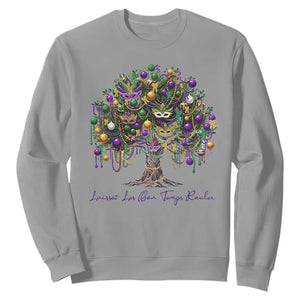 Mardi Gras Mask Tree Sweatshirt Laissez Les Bon Temps Rouler TS14 Sport Gray Print Your Wear