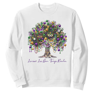 Mardi Gras Mask Tree Sweatshirt Laissez Les Bon Temps Rouler TS14 White Print Your Wear