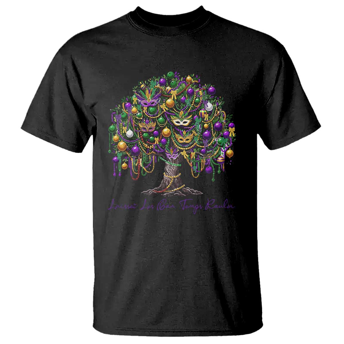 Mardi Gras Mask Tree T Shirt Laissez Les Bon Temps Rouler TS14 Black Print Your Wear