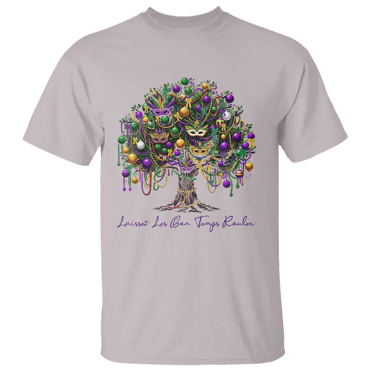 Mardi Gras Mask Tree T Shirt Laissez Les Bon Temps Rouler TS14 Ice Gray Print Your Wear