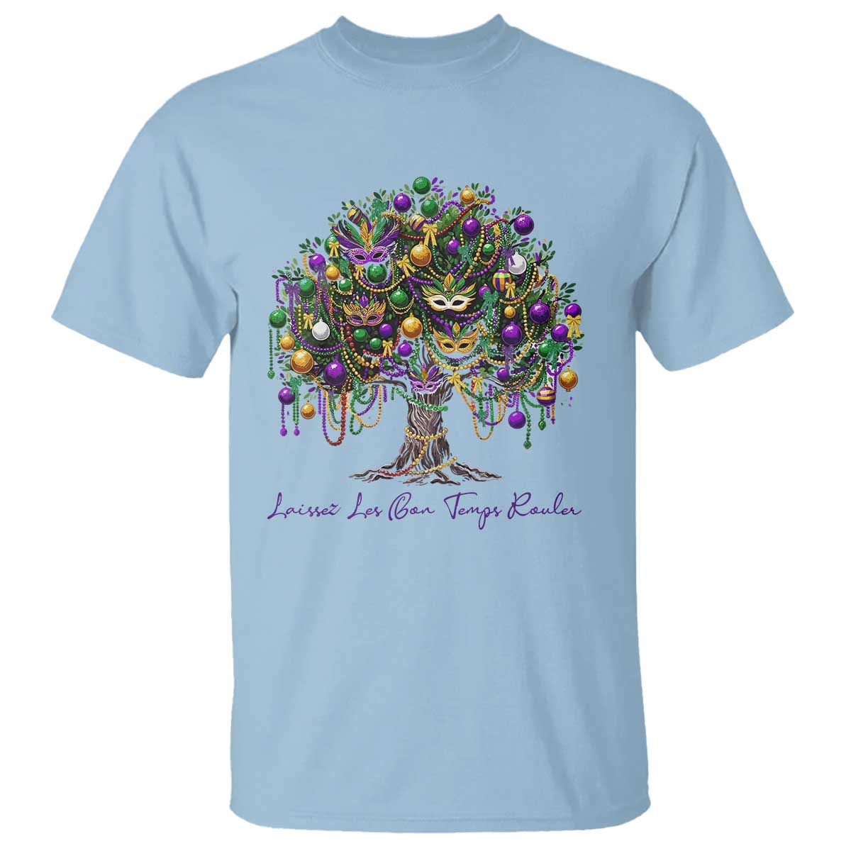 Mardi Gras Mask Tree T Shirt Laissez Les Bon Temps Rouler TS14 Light Blue Print Your Wear