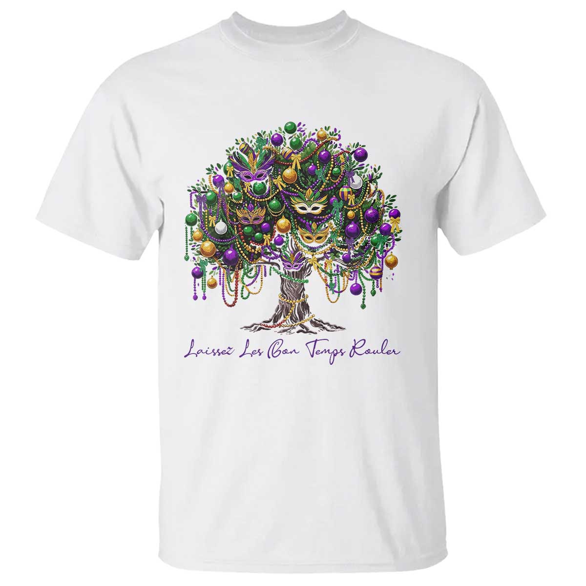 Mardi Gras Mask Tree T Shirt Laissez Les Bon Temps Rouler TS14 White Print Your Wear