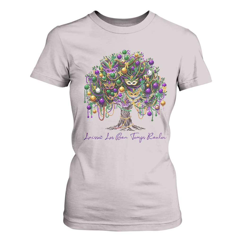 Mardi Gras Mask Tree T Shirt For Women Laissez Les Bon Temps Rouler TS14 Ice Gray Print Your Wear