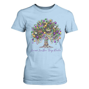 Mardi Gras Mask Tree T Shirt For Women Laissez Les Bon Temps Rouler TS14 Light Blue Print Your Wear