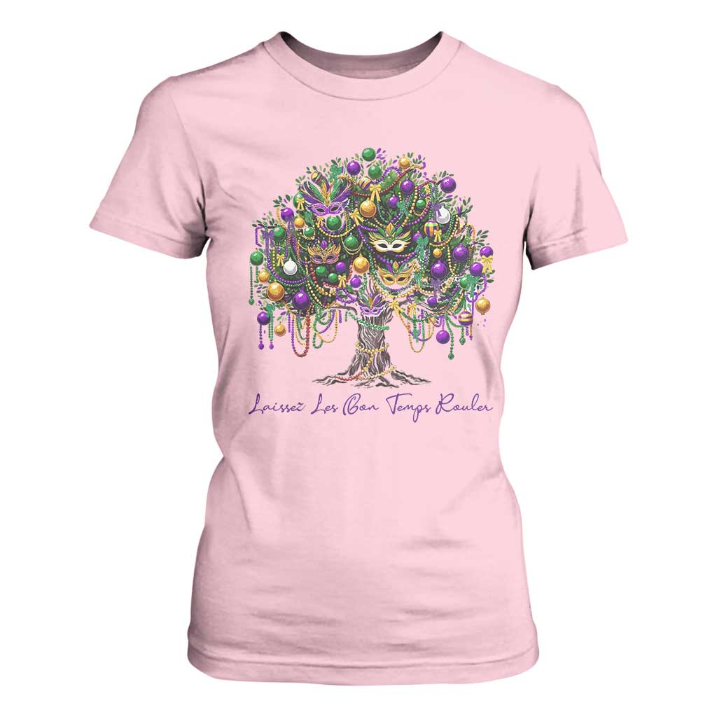Mardi Gras Mask Tree T Shirt For Women Laissez Les Bon Temps Rouler TS14 Light Pink Print Your Wear