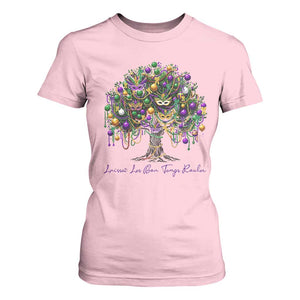 Mardi Gras Mask Tree T Shirt For Women Laissez Les Bon Temps Rouler TS14 Light Pink Print Your Wear