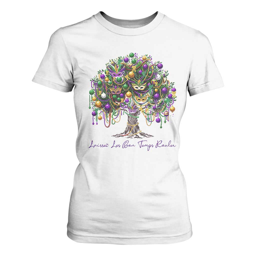 Mardi Gras Mask Tree T Shirt For Women Laissez Les Bon Temps Rouler TS14 White Print Your Wear