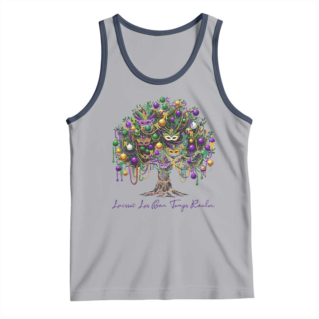 Mardi Gras Mask Tree Tank Top Laissez Les Bon Temps Rouler TS14 Athletic Heather Navy Print Your Wear