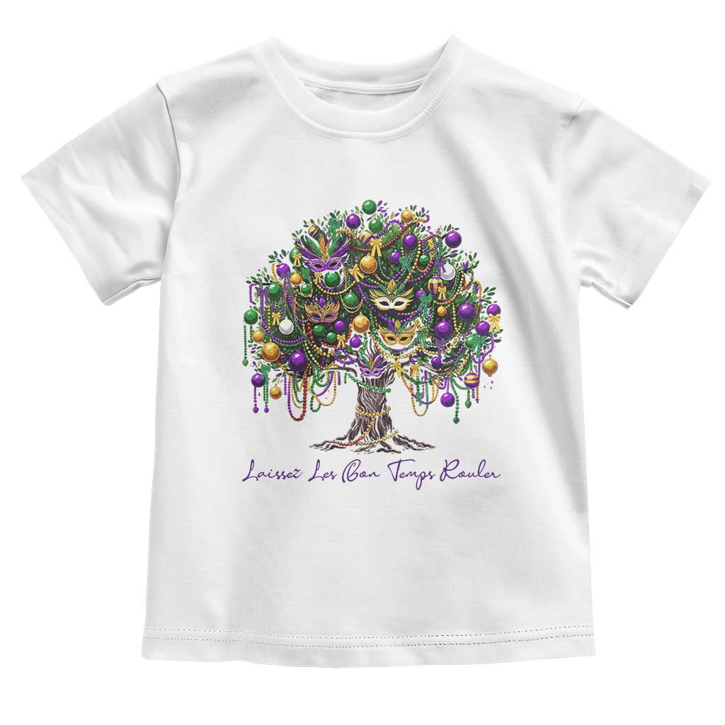 Mardi Gras Mask Tree Toddler T Shirt Laissez Les Bon Temps Rouler TS14 White Print Your Wear