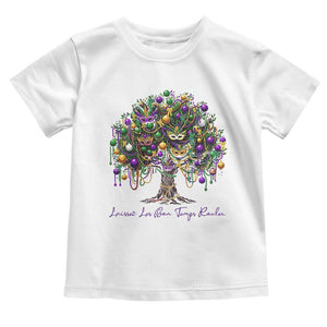 Mardi Gras Mask Tree Toddler T Shirt Laissez Les Bon Temps Rouler TS14 White Print Your Wear