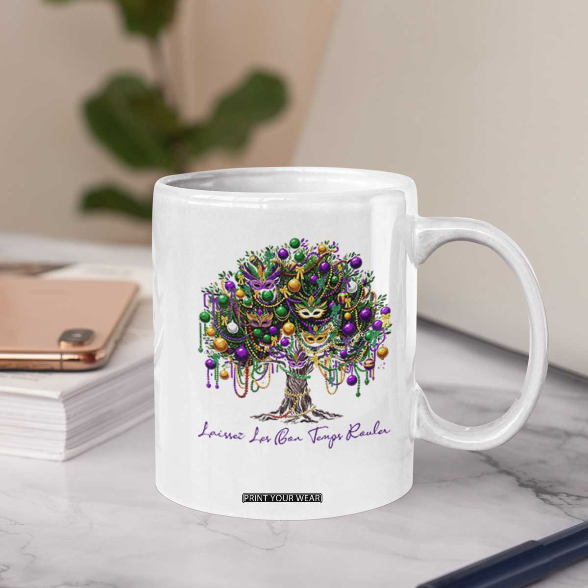 Mardi Gras Mask Tree Coffee Mug Laissez Les Bon Temps Rouler TS14 Print Your Wear