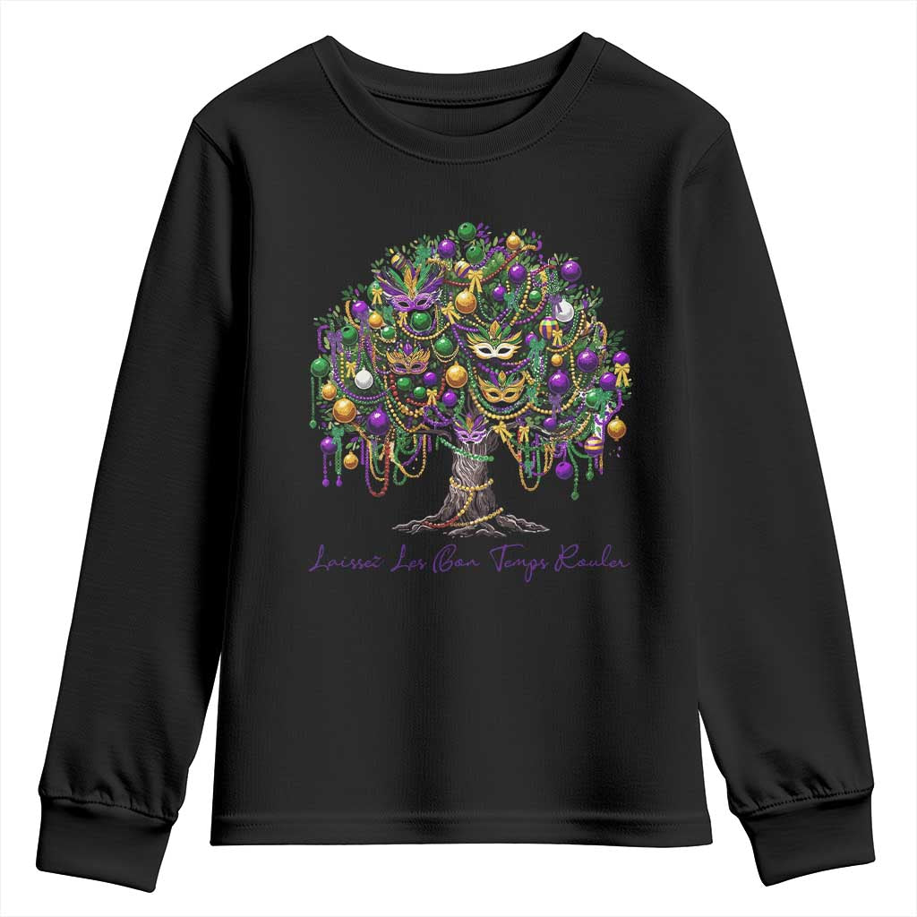 Mardi Gras Mask Tree Youth Sweatshirt Laissez Les Bon Temps Rouler TS14 Black Print Your Wear