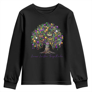 Mardi Gras Mask Tree Youth Sweatshirt Laissez Les Bon Temps Rouler TS14 Black Print Your Wear