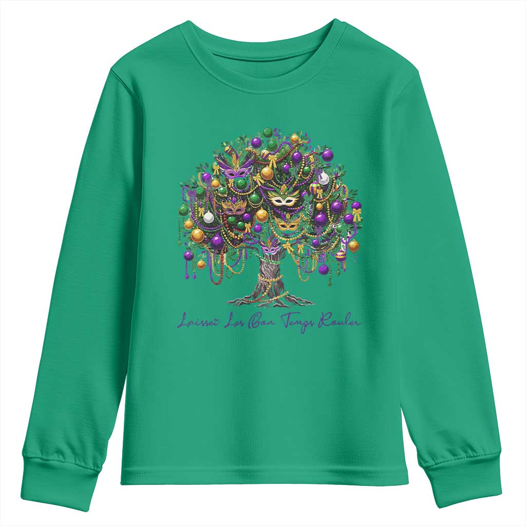 Mardi Gras Mask Tree Youth Sweatshirt Laissez Les Bon Temps Rouler TS14 Irish Green Print Your Wear
