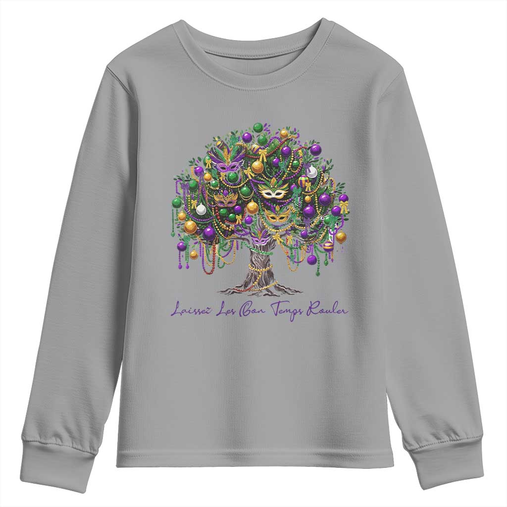 Mardi Gras Mask Tree Youth Sweatshirt Laissez Les Bon Temps Rouler TS14 Sport Gray Print Your Wear
