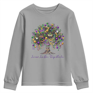 Mardi Gras Mask Tree Youth Sweatshirt Laissez Les Bon Temps Rouler TS14 Sport Gray Print Your Wear