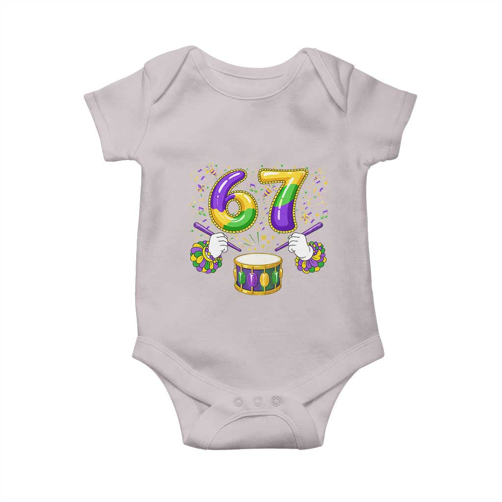 67 Mardi Gras Meme Baby Onesie Funny Six Seven Carnival Trendy TS14 Ice Gray Print Your Wear