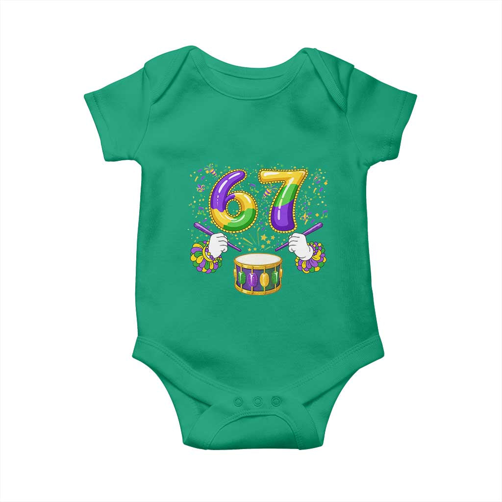 67 Mardi Gras Meme Baby Onesie Funny Six Seven Carnival Trendy TS14 Irish Green Print Your Wear