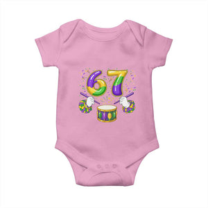 67 Mardi Gras Meme Baby Onesie Funny Six Seven Carnival Trendy TS14 Light Pink Print Your Wear