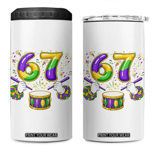 67 Mardi Gras Meme 4 in 1 Can Cooler Tumbler Funny Six Seven Carnival Trendy TS14 One Size: 16 oz White Print Your Wear