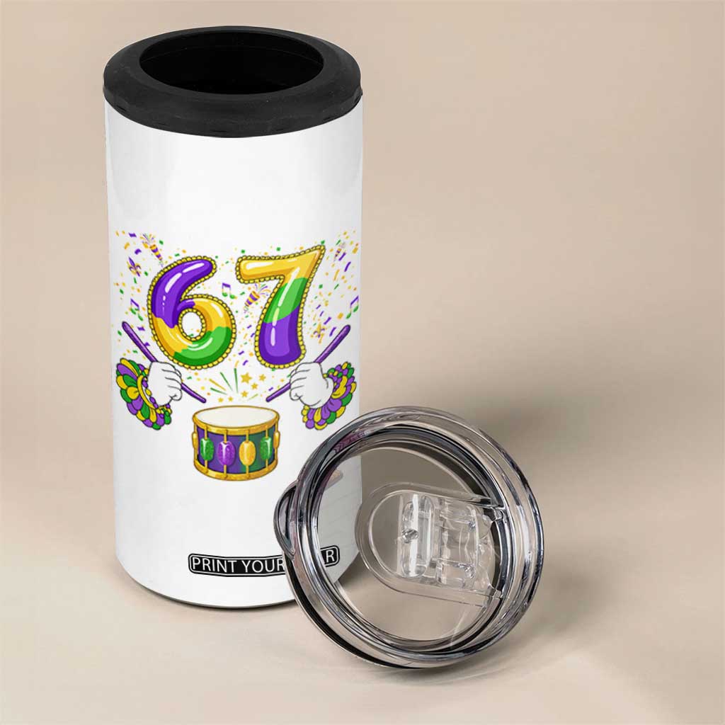 67 Mardi Gras Meme 4 in 1 Can Cooler Tumbler Funny Six Seven Carnival Trendy TS14 Print Your Wear