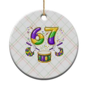67 Mardi Gras Meme Ceramic Ornament Funny Six Seven Carnival Trendy TS14 1pc Christmas Plaid Print Your Wear