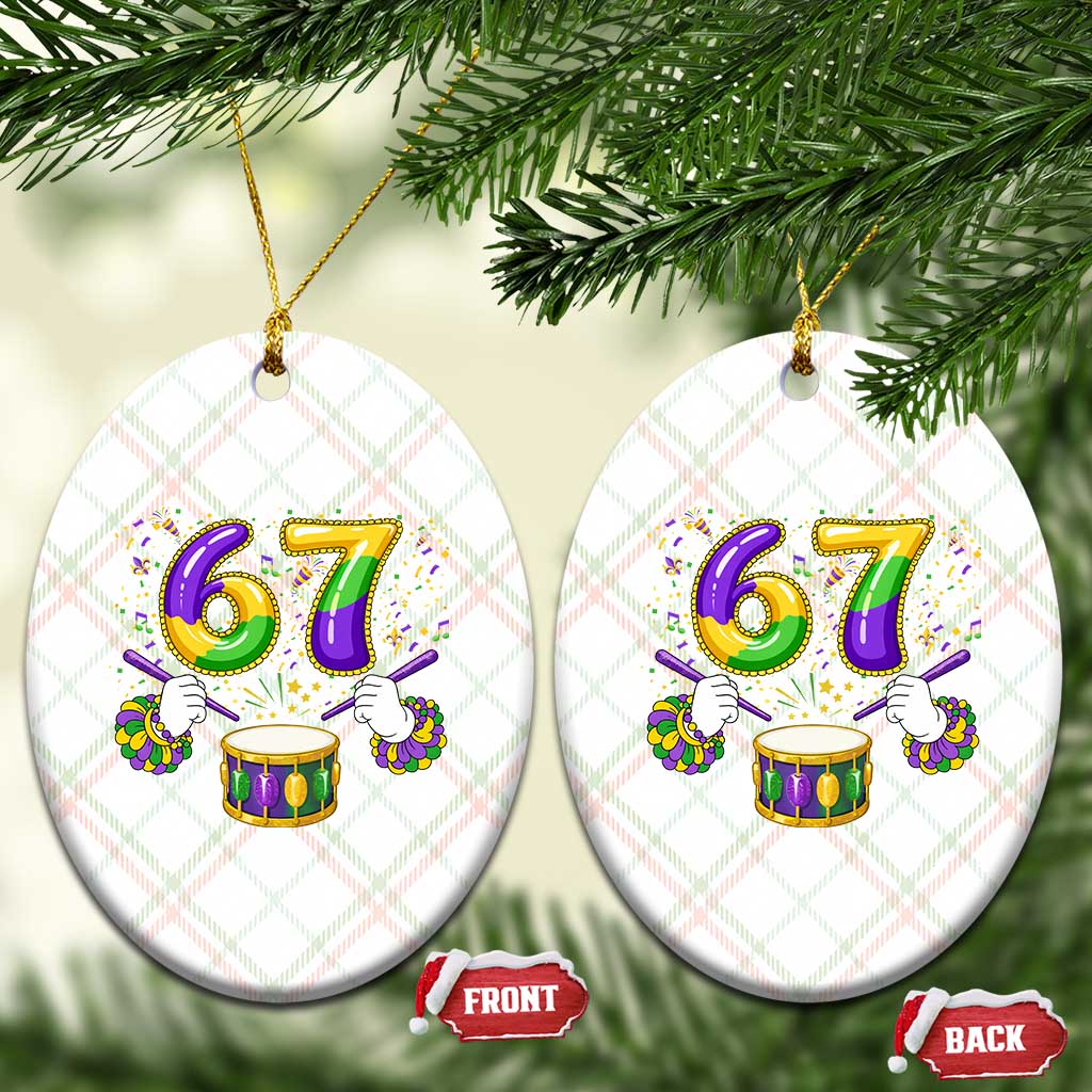 67 Mardi Gras Meme Ceramic Ornament Funny Six Seven Carnival Trendy TS14 Print Your Wear