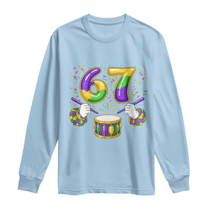 67 Mardi Gras Meme Long Sleeve Shirt Funny Six Seven Carnival Trendy TS14 Light Blue Print Your Wear