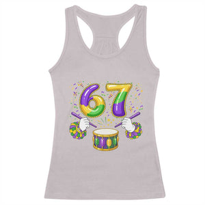 67 Mardi Gras Meme Racerback Tank Top Funny Six Seven Carnival Trendy TS14 Ice Gray Print Your Wear