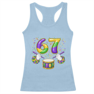67 Mardi Gras Meme Racerback Tank Top Funny Six Seven Carnival Trendy TS14 Light Blue Print Your Wear