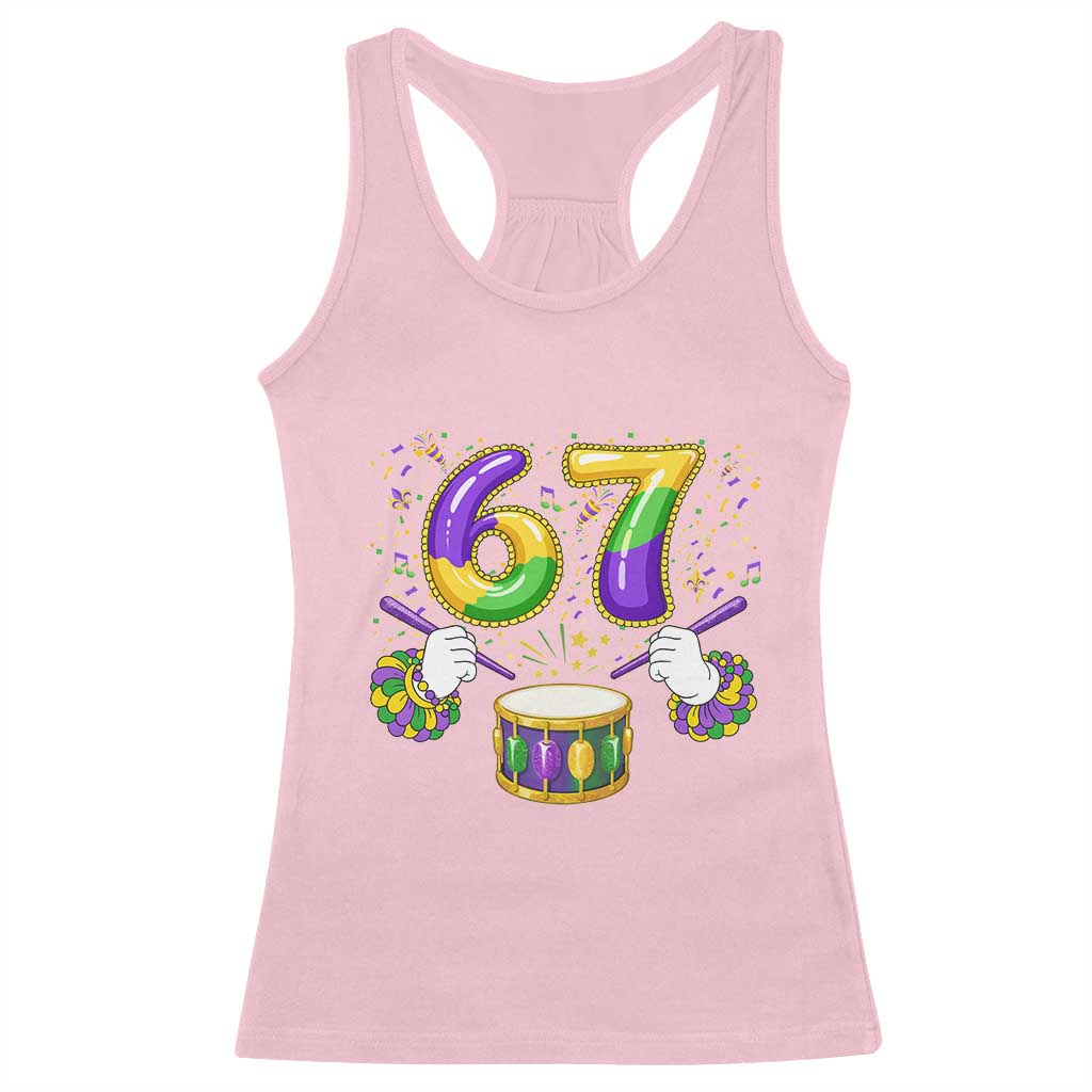 67 Mardi Gras Meme Racerback Tank Top Funny Six Seven Carnival Trendy TS14 Light Pink Print Your Wear