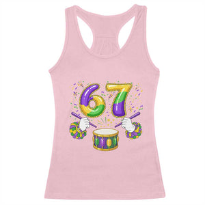 67 Mardi Gras Meme Racerback Tank Top Funny Six Seven Carnival Trendy TS14 Light Pink Print Your Wear