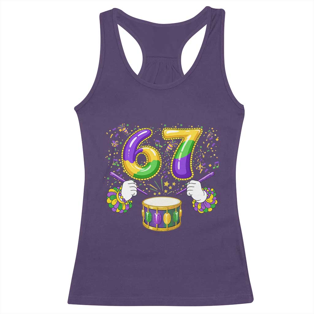 67 Mardi Gras Meme Racerback Tank Top Funny Six Seven Carnival Trendy TS14 Purple Print Your Wear
