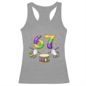 67 Mardi Gras Meme Racerback Tank Top Funny Six Seven Carnival Trendy TS14 Sport Gray Print Your Wear