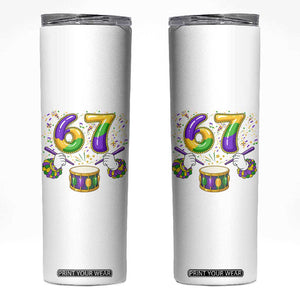 67 Mardi Gras Meme Skinny Tumbler Funny Six Seven Carnival Trendy TS14 White Print Your Wear
