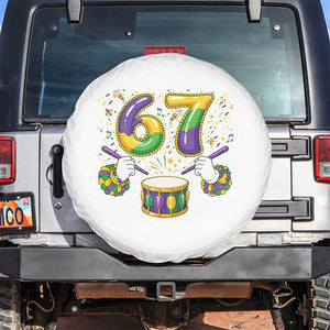 67 Mardi Gras Meme Spare Tire Cover Funny Six Seven Carnival Trendy TS14 No hole White Print Your Wear